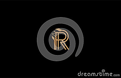 R letter linear shape luxury flourishes ornament logotype Vector Illustration