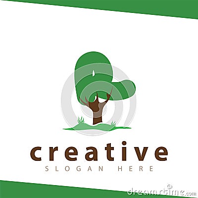 R Letter tree green logo vector template Vector Illustration