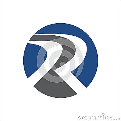 R logo vector abstract solid circle Vector Illustration