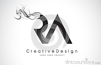 RA Letter Logo Design with Black Smoke. Vector Illustration