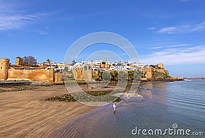 RABAT, MOROCCO - APRIL 09, 2016: An unidentified person fishing Editorial Stock Photo