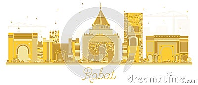 Rabat Morocco City skyline Golden silhouette. Cartoon Illustration
