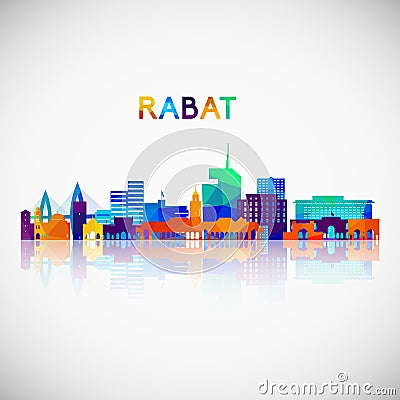 Rabat skyline silhouette in colorful geometric style. Vector Illustration