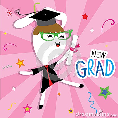 Rabbit Animal Congratulation New Graduate Cute Cartoon Vector Vector Illustration