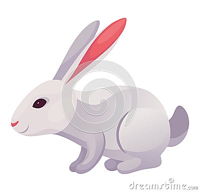 Rabbit animation icon. Bunny jump or running motion element for 2d game. Speed run hare animal, sprite sheet move Vector Illustration