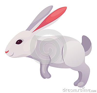 Rabbit animation icon. Bunny jump or running motion element for 2d game. Speed run hare animal, sprite sheet move Vector Illustration