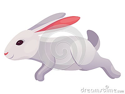 Rabbit animation icon. Bunny jump or running motion element for 2d game. Speed run hare animal, sprite sheet move Vector Illustration