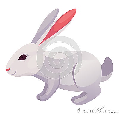 Rabbit animation icon. Bunny jump or running motion element for 2d game. Speed run hare animal, sprite sheet move Vector Illustration