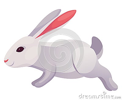 Rabbit animation icon. Bunny jump or running motion element for 2d game. Speed run hare animal, sprite sheet move Vector Illustration