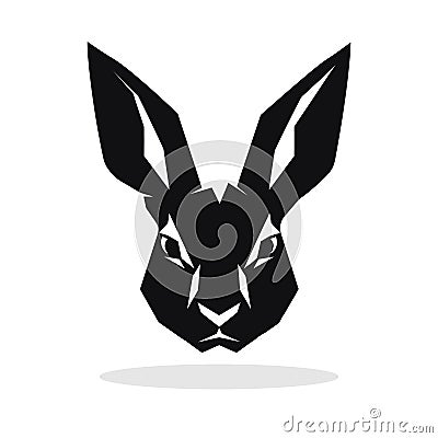 Rabbit black silhouette. Easter bunny icon isolated Vector Illustration