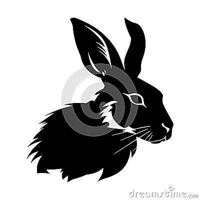 Rabbit black silhouette. Easter bunny icon isolated Vector Illustration