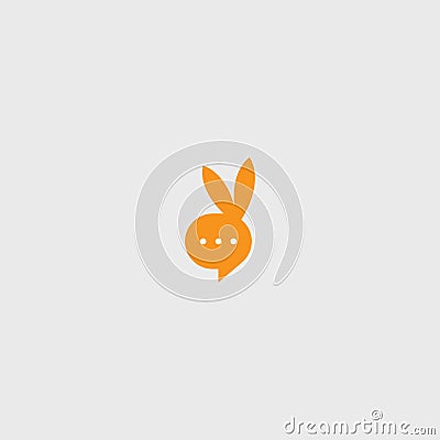 Rabbit bubble chat logo. Message icon app. Application brand. Vector Illustration