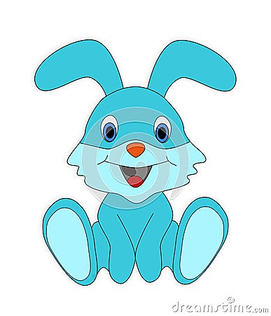 Rabbit bunny blue animal cute drawing Cartoon Illustration