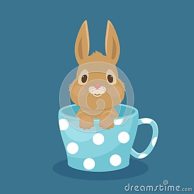 Rabbit/bunny sitting in a cup Vector Illustration