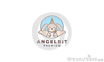 Rabbit or bunny with wings star logo vector illustration Vector Illustration