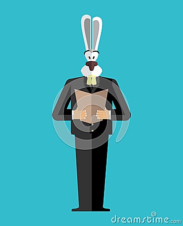 Rabbit businessman in suit. Wild animal people. Hare manager in Vector Illustration