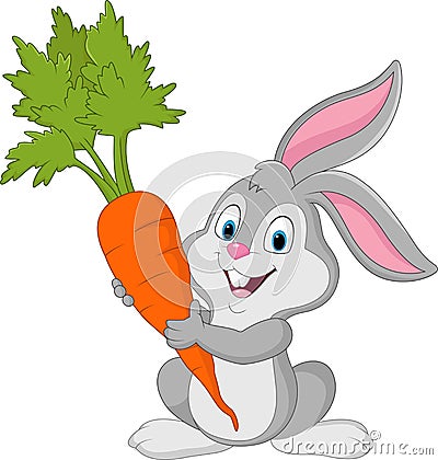 Rabbit with carrot isolated on white background Vector Illustration