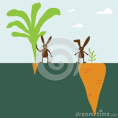 Rabbit and carrot Vector Illustration