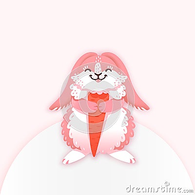 Rabbit cartoon eating a carrot. Funny bunny. Cute hare. Vector illustration Vector Illustration