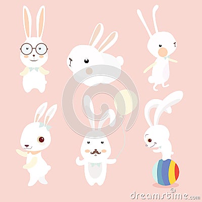 Rabbit characters set Vector Illustration