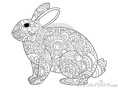 Rabbit coloring vector for adults Vector Illustration