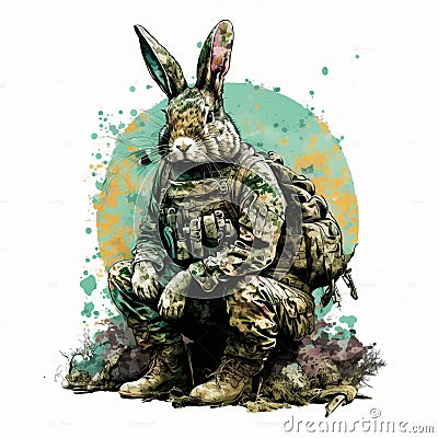Rabbit Recon Unique Commando Design for Stock Photos - Generative AI Stock Photo