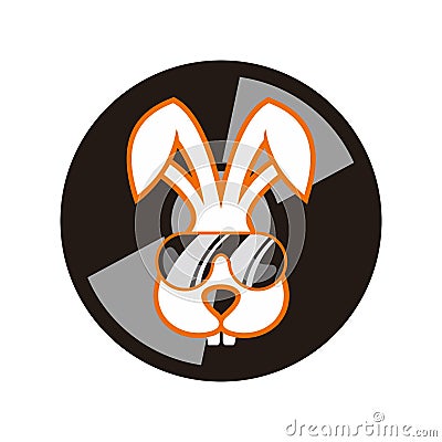 Rabbit disc jockey music icon logo Vector Illustration