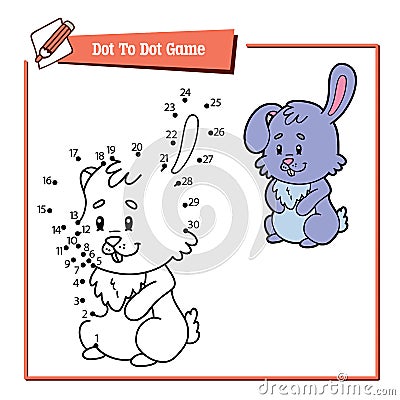 Rabbit dot to dot Vector Illustration