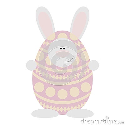 Rabbit, Dressed in Egg Costume Vector Illustration