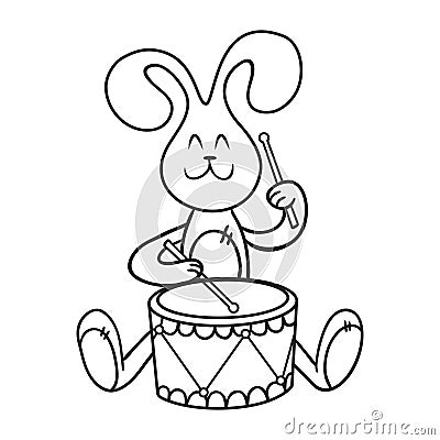 Rabbit with a drum Vector Illustration