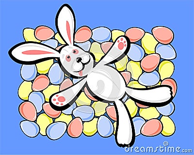 Rabbit and easter eggs Stock Photo
