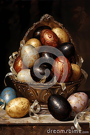 Rabbit and Easter Eggs Graphic illustration for Easter day background Stock Photo