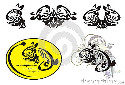Rabbit and egg - Easter symbols in tribal style Vector Illustration