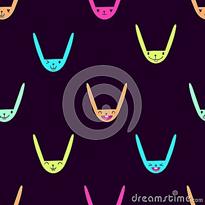 Rabbit Emoticons Pattern-13 Vector Illustration