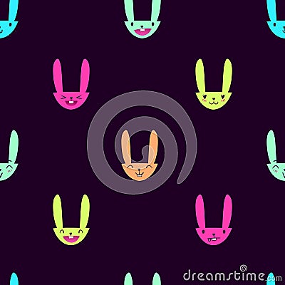 Rabbit Emoticons Pattern-14 Vector Illustration