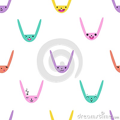 Rabbit Emoticons Pattern-05 Vector Illustration