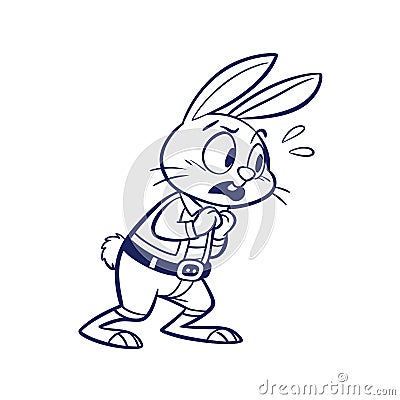 Rabbit Focused on Coding Activity Cartoon Illustration