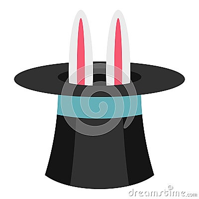 Rabbit in hat magician icon, flat style Vector Illustration