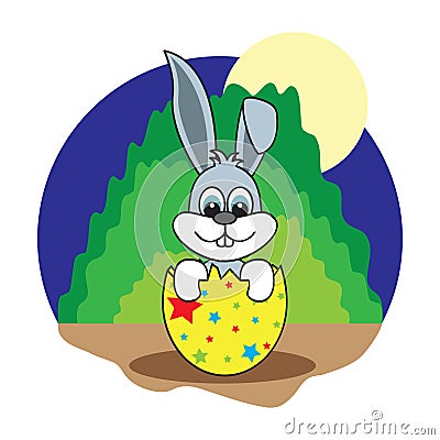 rabbit hatched from easter egg. Vector illustration decorative design Vector Illustration