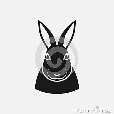 Rabbit head black silhouette. Farm animal icon Vector Illustration