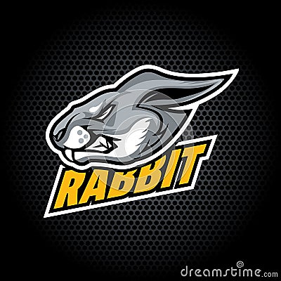 Rabbit Head from side. Can be used for club or team logo. Vector Illustration