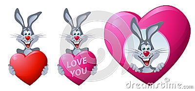 Rabbit. Heart. Love. Vector Illustration