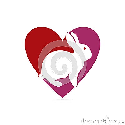 Rabbit heart shape concept vector logo design. Vector Illustration