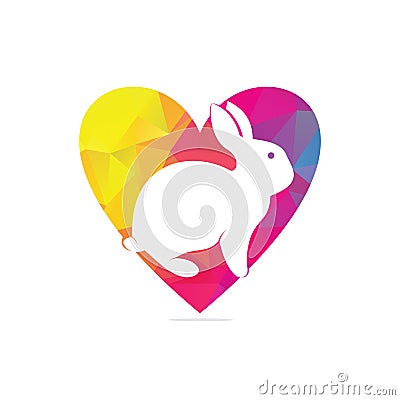 Rabbit heart shape concept vector logo design. Vector Illustration