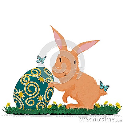 Rabbit hold easter egg Vector Illustration