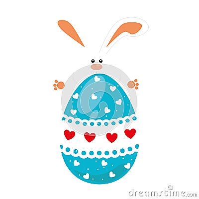 Rabbit holding big easter eggs design Vector Illustration