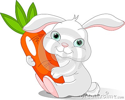 Rabbit holds giant carrot Vector Illustration