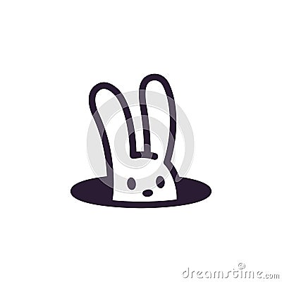 Rabbit in hole Vector Illustration