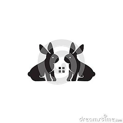 Rabbit home logo design template Vector Illustration