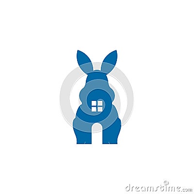 Rabbit home logo design template Vector Illustration